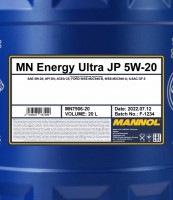 Моторное масло Mannol Energy Ultra JP 5W-20 7906 20L фото №2 — интернет-магазин Desire.md