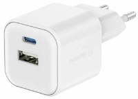 Зарядное устройство Swissten GaN 1xUSB-C 35W PD + 1xUSB-A 27W QC White