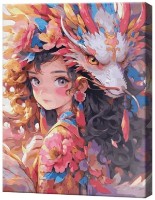 Tablou pe numere Art Gallery Econom Fată și dragon chinezesc GX47289 imaginea #1 — magazin online Desire.md
