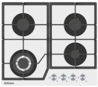Plită incorporabilă cu gaz Backer Riki 6004 Turbo White Glass
