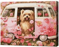 Tablou pe numere Art Gallery Econom Câinele într-un autobus roz GX47325 imaginea #1 — magazin online Desire.md