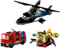 Set de construcție Lego City: Helicopter, Fire Truck & Submarine Remix (60462)