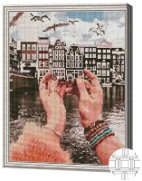 Pictura cu diamante după numere Art Gallery Premium Orașul în mâna QB205535