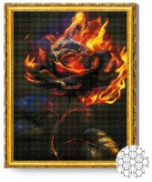 Pictura cu diamante după numere Art Gallery Premium Trandafir în flăcări GA84576