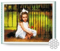 Pictura cu diamante după numere Art Gallery Premium Fetiță în rochiță albă GA70609