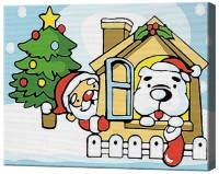 Tablou pe numere Art Gallery Premium Moș Crăciun și ursuleț CX3105