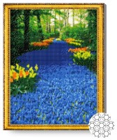 Pictura cu diamante după numere Art Gallery Premium Drumul din flori albaștri GA79785