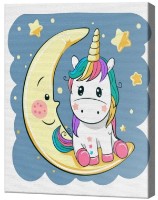 Tablou pe numere Art Gallery Premium Unicorn pe lună CX4870 imaginea #1 — magazin online Desire.md