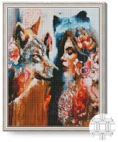 Pictura cu diamante după numere Art Gallery Premium Femeie-lupoaica QB205748