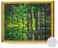 Pictura cu diamante după numere Art Gallery Premium Pădurea verde în jurul lacului GA80121