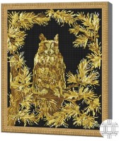 Pictura cu diamante după numere Art Gallery Premium Buha de aur QB203534