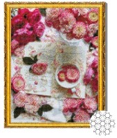 Pictura cu diamante după numere Art Gallery Premium Cartea și flori roz GA84772