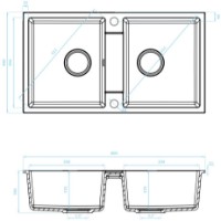 Кухонная мойка Backer Nona Duo 80x44 Black фото №3 — интернет-магазин Desire.md