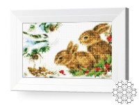 Алмазная картина по номерам Art Gallery Premium Кролики в зимнем лесу JS29472