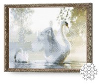 Алмазная картина по номерам Art Gallery Premium Лебеди на туманном озере GA79440 фото №1 — интернет-магазин Desire.md