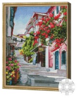 Алмазная картина по номерам Art Gallery Premium Лестница в живописном городе QB202738 фото №1 — интернет-магазин Desire.md