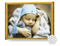 Pictura cu diamante după numere Art Gallery Premium Bebeluș cu ursuleț GA82472