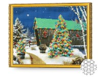 Pictura cu diamante după numere Art Gallery Premium Brad împodobit în curte GA74415