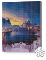 Алмазная картина по номерам Art Gallery Premium Огни деревушки вокруг озера XQB75652 фото №1 — интернет-магазин Desire.md