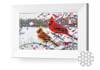 Pictura cu diamante după numere Art Gallery Premium Птички на рябине JS26247