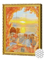 Pictura cu diamante după numere Art Gallery Premium Răsărit la lac GA84328