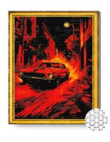 Pictura cu diamante după numere Art Gallery Premium Automobil retro în nuanțe roșii GA86382