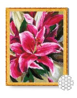 Pictura cu diamante după numere Art Gallery Premium Crini roz GA83390