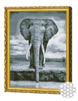 Pictura cu diamante după numere Art Gallery Premium Elefant în nuanțe gri GA81653