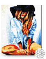 Pictura cu diamante după numere Art Gallery Premium Blondă misterioasă în pălărie GA80790