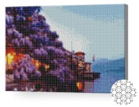 Pictura cu diamante după numere Art Gallery Premium Stâncă înflorită deasupră mării XQB75681