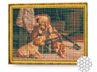 Pictura cu diamante după numere Art Gallery Premium Cățeluși golden retriever GB74309