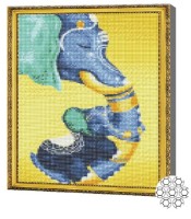 Pictura cu diamante după numere Art Gallery Premium Mama elefant și fiica etno GB77733