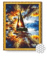 Pictura cu diamante după numere Art Gallery Premium Iaht la apus GA79975