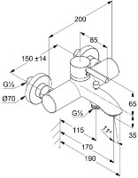 Смеситель для ванны Kludi Bozz (38691N076) фото №2 — интернет-магазин Desire.md