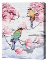 Tablou pe numere Art Gallery Premium Păsări pe magnolie GX39235