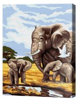 Tablou pe numere Art Gallery Premium Elefanți la apă CX3768