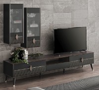 Тумба под ТВ Dogtas Diamond TV 3200363998 Walnut/Graphite/Black фото №2 — интернет-магазин Desire.md