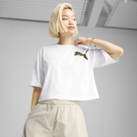 Tricou de dame Puma Wardrobe Ess Leo Luxe Graphic Short Tee Puma White, s.XL imaginea #2 — magazin online Desire.md