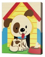 Tablou pe numere Art Gallery Premium Cățeluș lângă căsuța lui CX4659