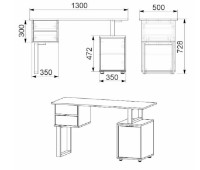 Письменный стол Компанит Лофт-4 1300 Нимфея Альба фото №2 — интернет-магазин Desire.md