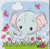 Tablou pe numere Art Gallery Premium Pui de elefant pe pajiște BX2870