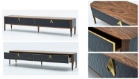 Comodă TV Dogtas Logan TV 3200378938/3200378940 Black/Walnut/Gold imaginea #3 — magazin online Desire.md