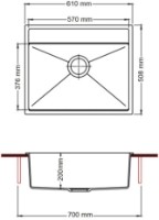 Chiuvetă de bucătărie Fabiano Quadro 61x51 Titanium imaginea #2 — magazin online Desire.md