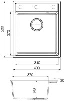 Chiuvetă de bucătărie Fabiano Classic 40x50 Anthracite imaginea #2 — magazin online Desire.md