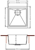 Chiuvetă de bucătărie Fabiano Navio 43x46 Titanium imaginea #2 — magazin online Desire.md