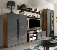 Comodă Fadome Davos D15 Dark Walnut/Glossy Grey imaginea #3 — magazin online Desire.md