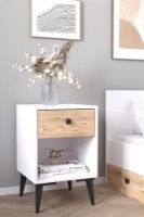 Прикроватная тумба Remaks Zambak 1 C White/Atlantic Oak фото №3 — интернет-магазин Desire.md