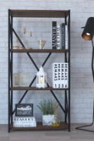 Стеллаж Remaks 4 Shelf Metal Walnut фото №2 — интернет-магазин Desire.md