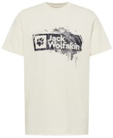 Tricou bărbătesc Jack Wolfskin Brand T M Wood Cotton White, s.L