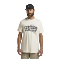 Tricou bărbătesc Jack Wolfskin Brand T M Wood Cotton White, s.XL imaginea #2 — magazin online Desire.md